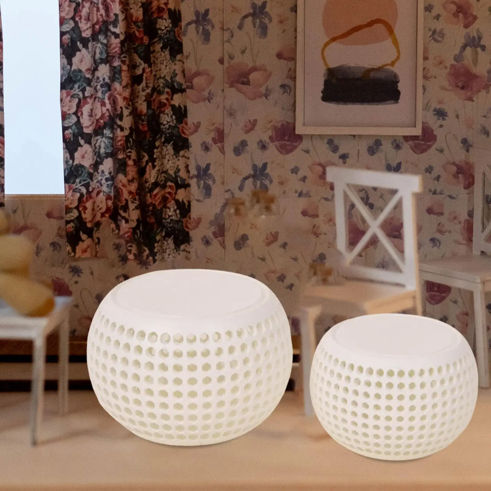 1:12 Scale Dollhouse Round Table Night Stand Dollhouse Bedside Table for Mini House Photography Props Diorama Decor Accessory