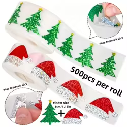 500 uds/rollo de pegatinas creativas de juguetes para sombreros de Navidad, etiqueta decorativa bonita para vacaciones, pegatina de sellado clásica para regalo de Navidad para niños