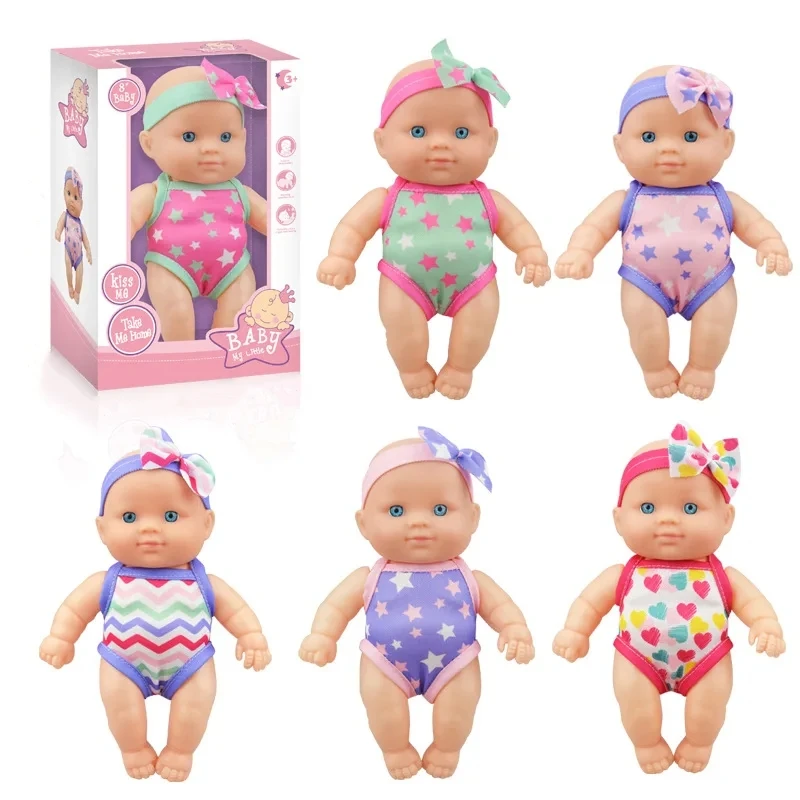 Mini muñecas Reborn de silicona, muñeca realista sonriente para recién nacido, vestido de bebé de simulación, muñeca de goma suave para niñas, regalo para niños pequeños - imagen 5