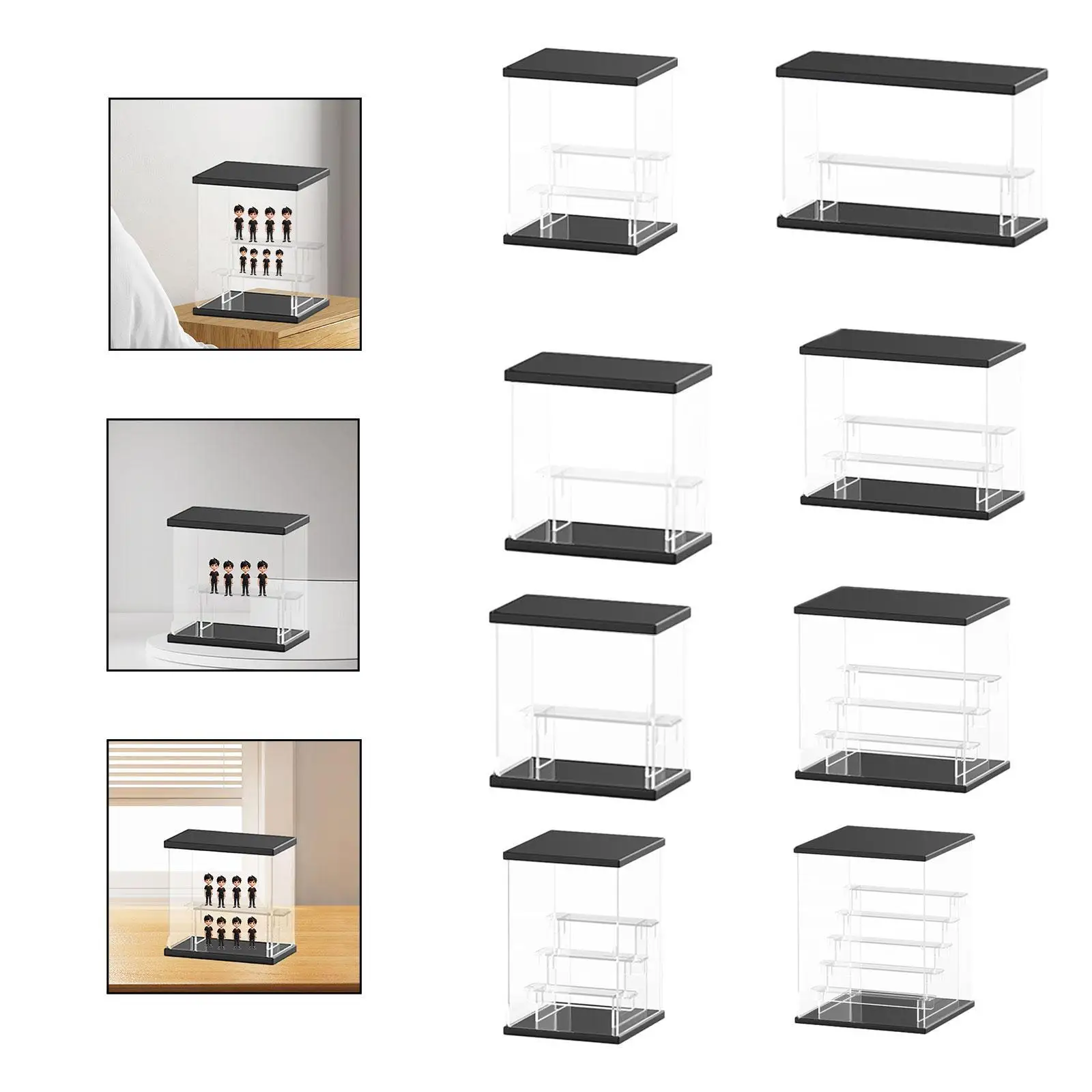 Acrylic Display Case Sturdy Collectible Organizer Holder for Miniature Figurines Model Doll Action Figures Collectibles Office