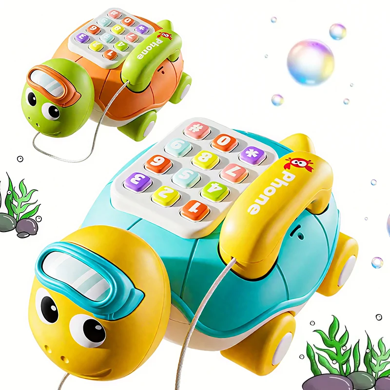 Tortuga Musical para gatear, juguetes para bebés de 6M +, juguete educativo multifunción de simulación musical, teléfono para gatear