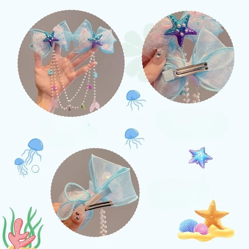 Clip de pelo infantil con diseño de hada y sirena - imagen 4