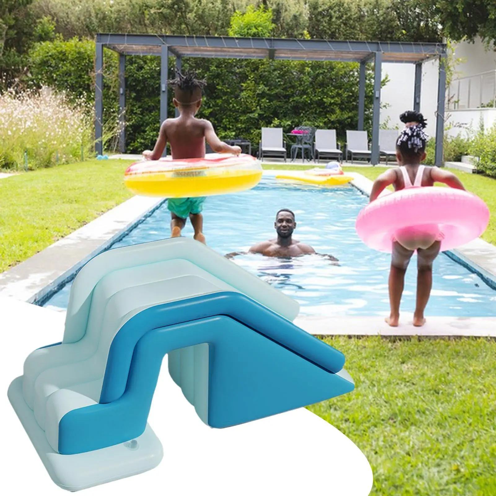 Tobogán inflable para piscina con rampa antideslizante