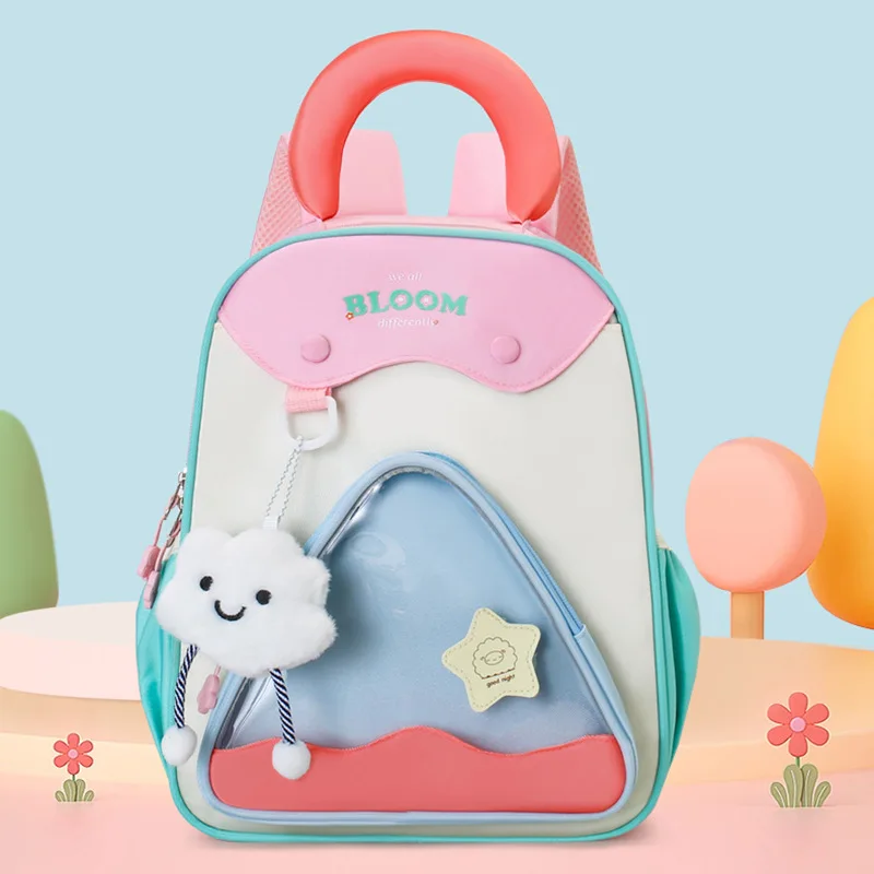 Nueva mochila escolar de jardín de infantes de Color contrastante, mochila bonita de princesa ligera y elegante para niños y niñas de 4 a 7 años - imagen 4