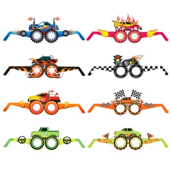 Gafas de papel con tema de camión monstruo, decoración para fiesta de feliz cumpleaños, niños y niños, suministros para fiesta de cumpleaños con tema de camión monstruo, 8 Uds.