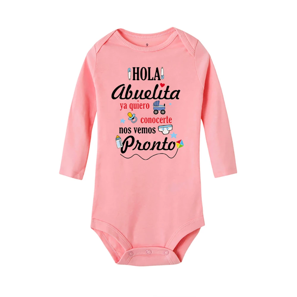 Hola abuela que quiero conocerte te verás pronto Body para bebé anuncio de embarazo ropa infantil recién nacido mameluco de manga larga - imagen 5