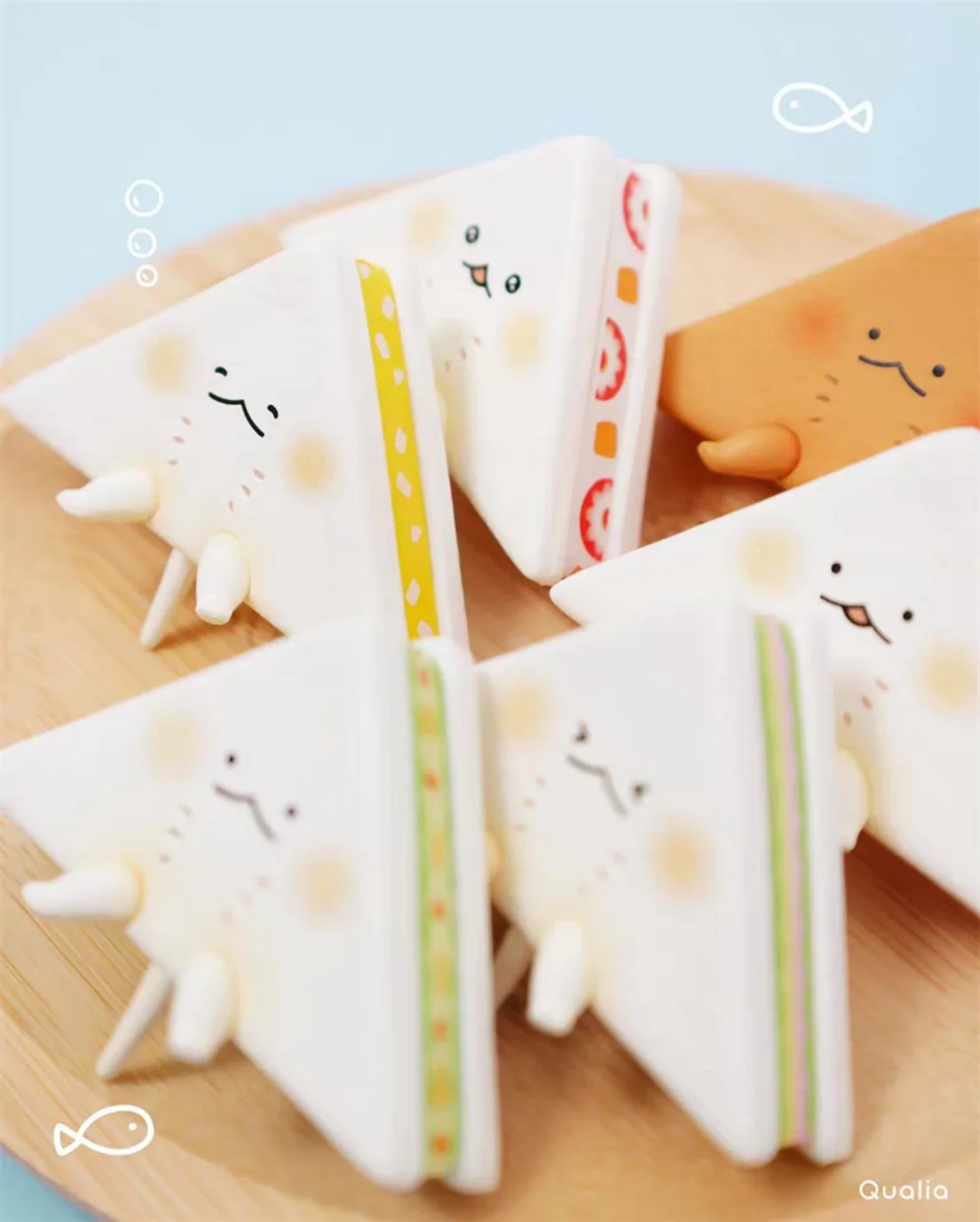 Qualia cápsula de juguete lindo kawaii sándwich Ray bebé mascota bola cadena patata ensalada huevo queso fresa mermelada colgante figuras - imagen 4