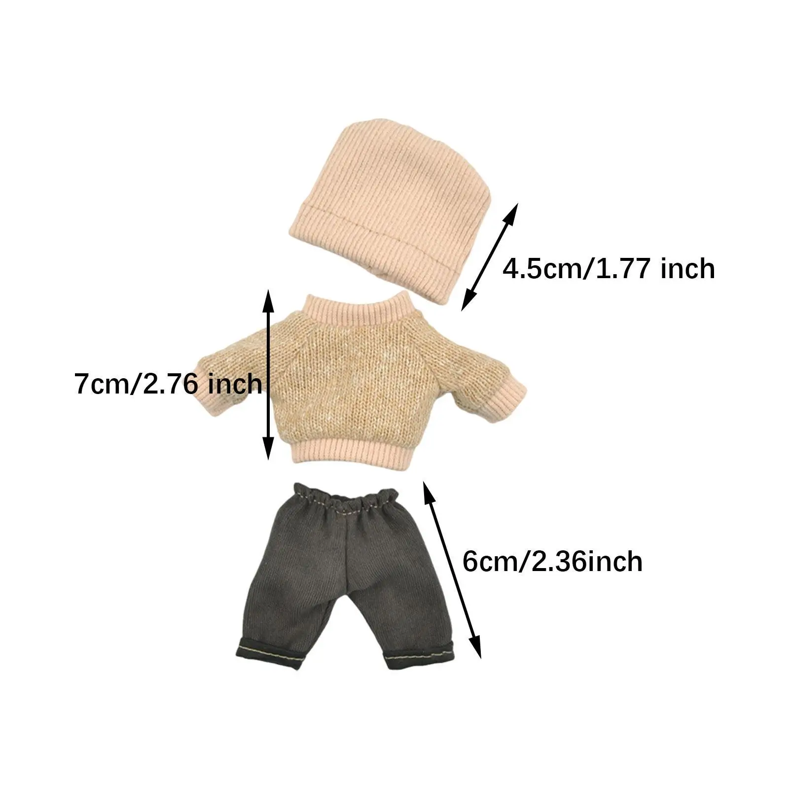 3x Doll Clothes for 16cm Plush Doll Costume Hoodie Hat Pants Set Accessories for Birthday Gifts