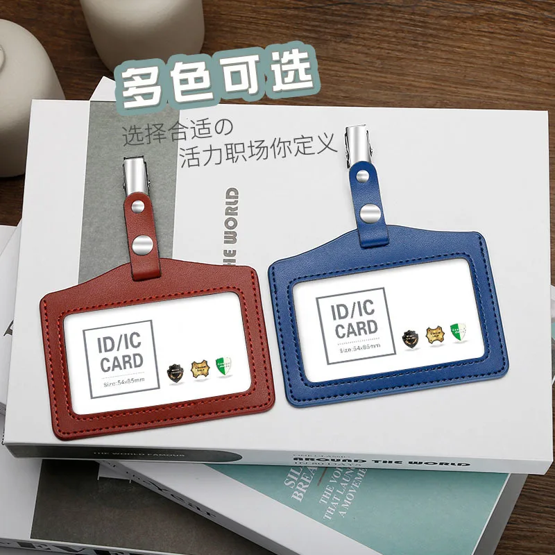 Portatarjetas de identificación de cuero PU, portatarjetas transparente con ranuras para tarjetas, Porta Credencial - imagen 2