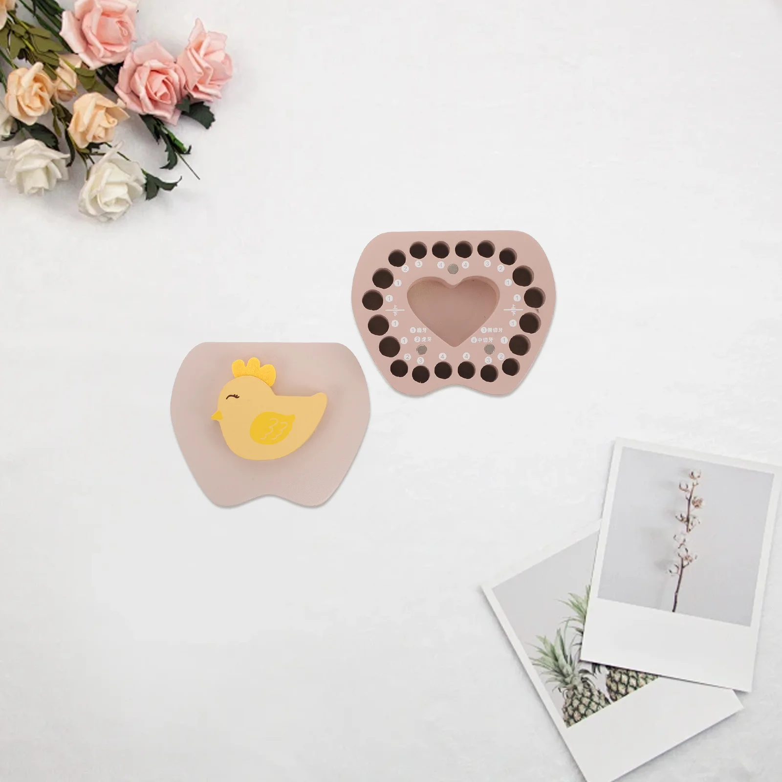 Caja de almacenamiento de dientes de bebé, organizador de recuerdos portátil de madera para niños y niñas, cordón Umbilical para dientes, primer cabello - imagen 2