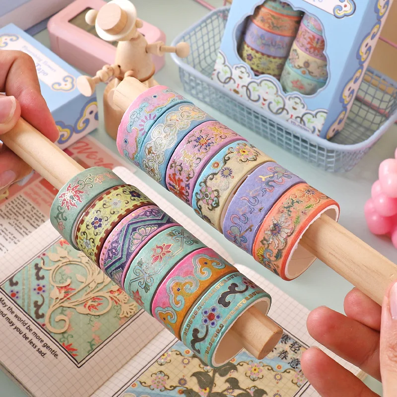 Set de 12 cintas washi doradas para manualidades y scrapbook