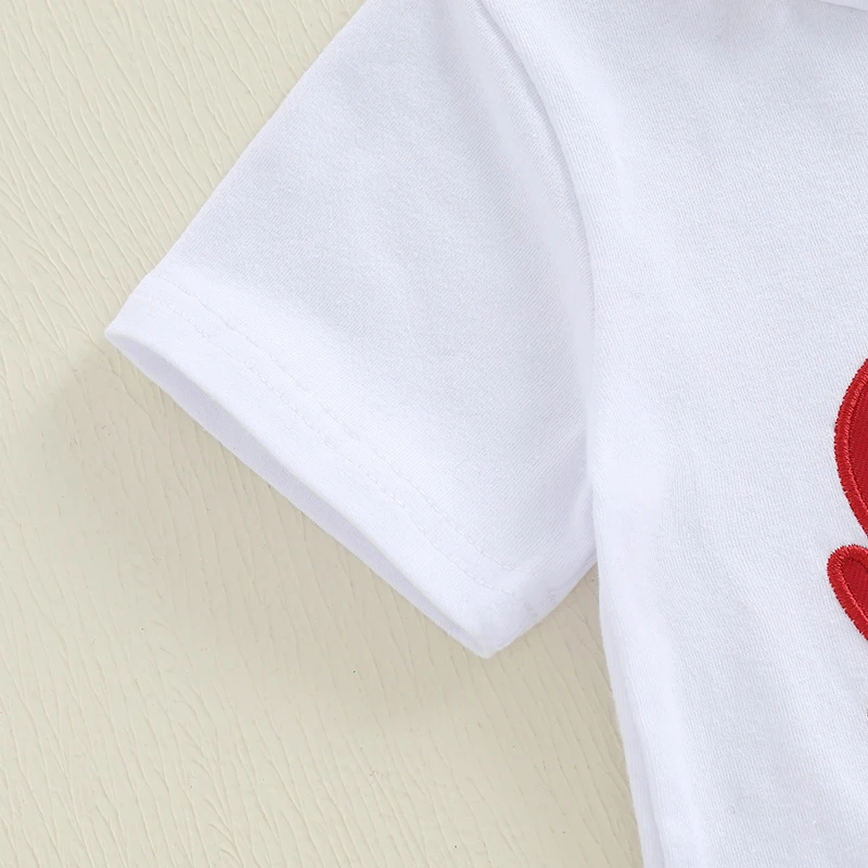 Suefunskry Conjuntos de verano para niños pequeños, camisetas y pantalones cortos de manga corta con cuello redondo y bordado de cangrejo - imagen 3