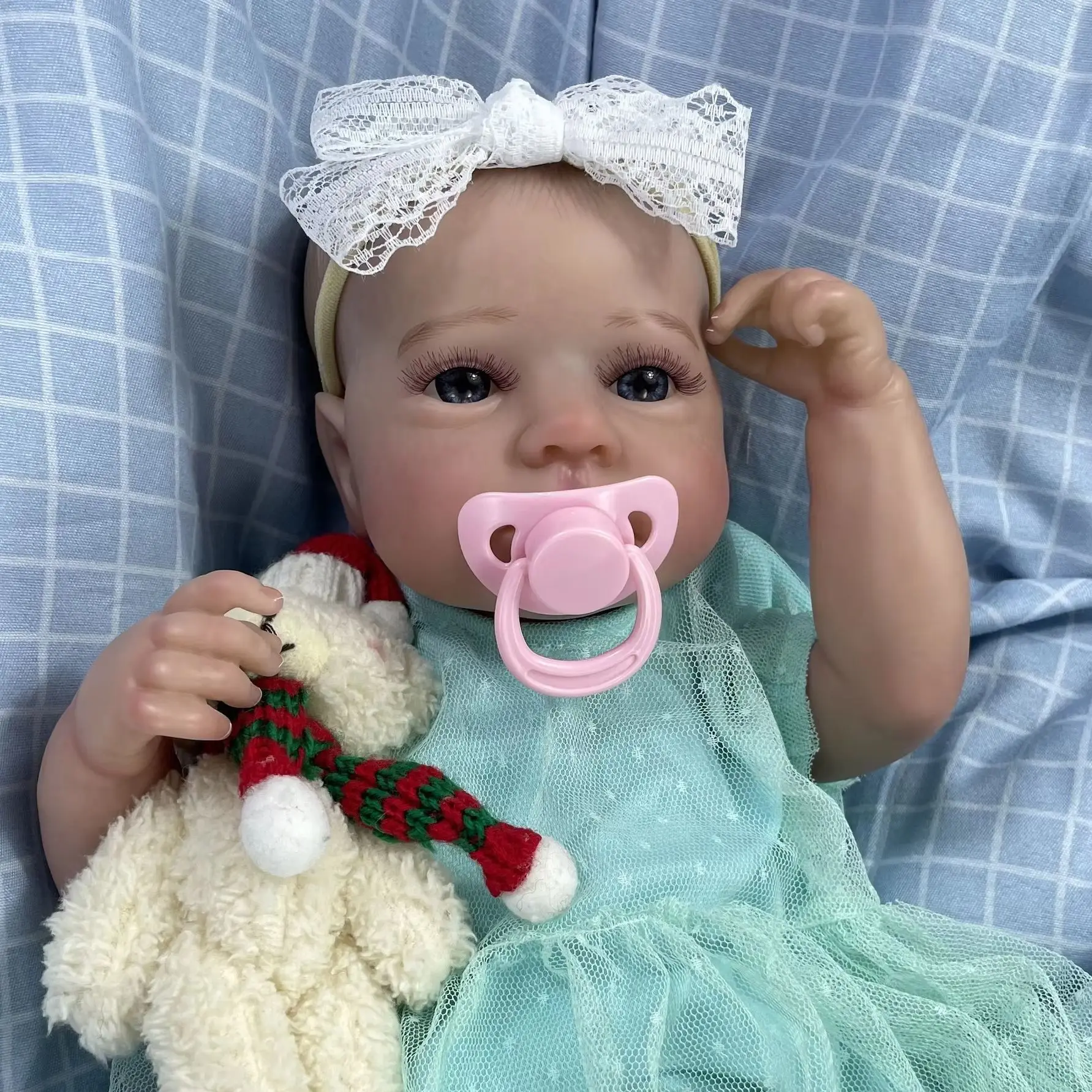 50CM Reborn LouLou despierto cuerpo completo de vinilo chica lavable recién nacido muñeca Reborn 3D tono de piel venas visibles muñeca para niños regalo - imagen 4