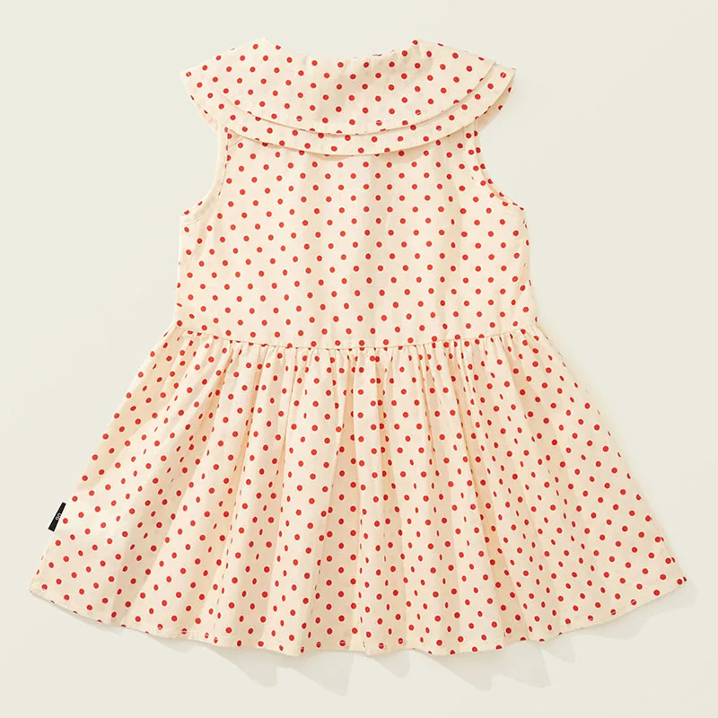 Ropa de verano para niña pequeña, vestido coreano de princesa de algodón sin mangas con cuello de muñeca de lunares, vestidos de bebé, ropa de Boutique para niños B058 - imagen 2