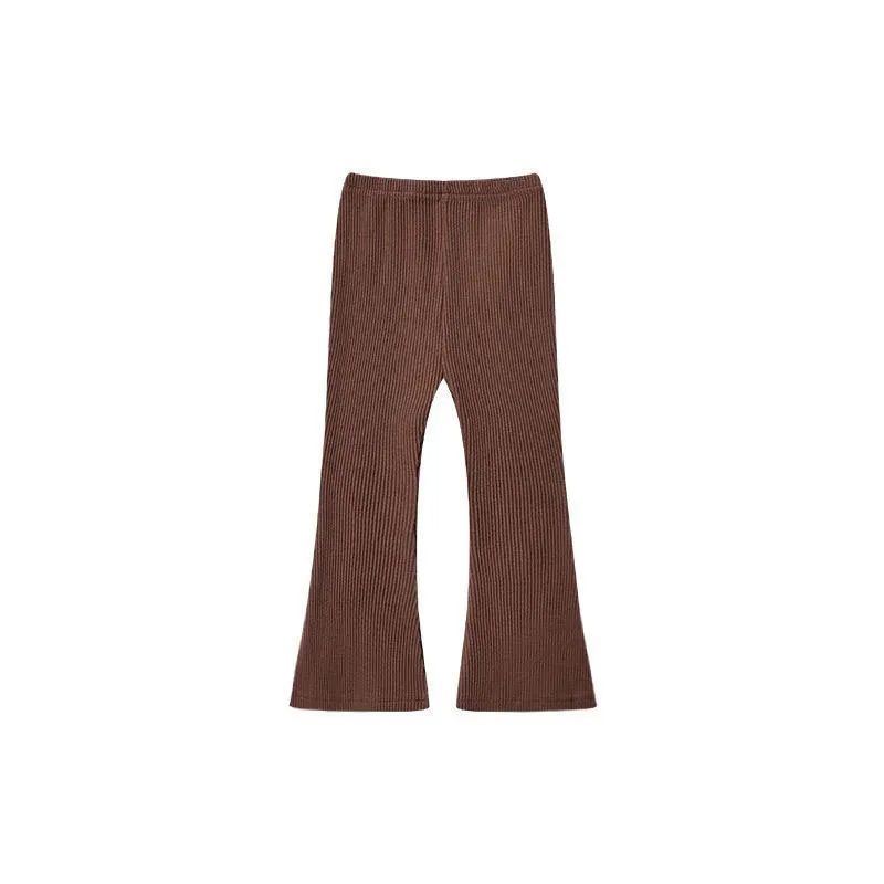 Pantalones acampanados para niñas de 2 a 8 años, estilo breve, liso, con tiras, multicolor, finos, a juego, para verano, 2025 - imagen 2