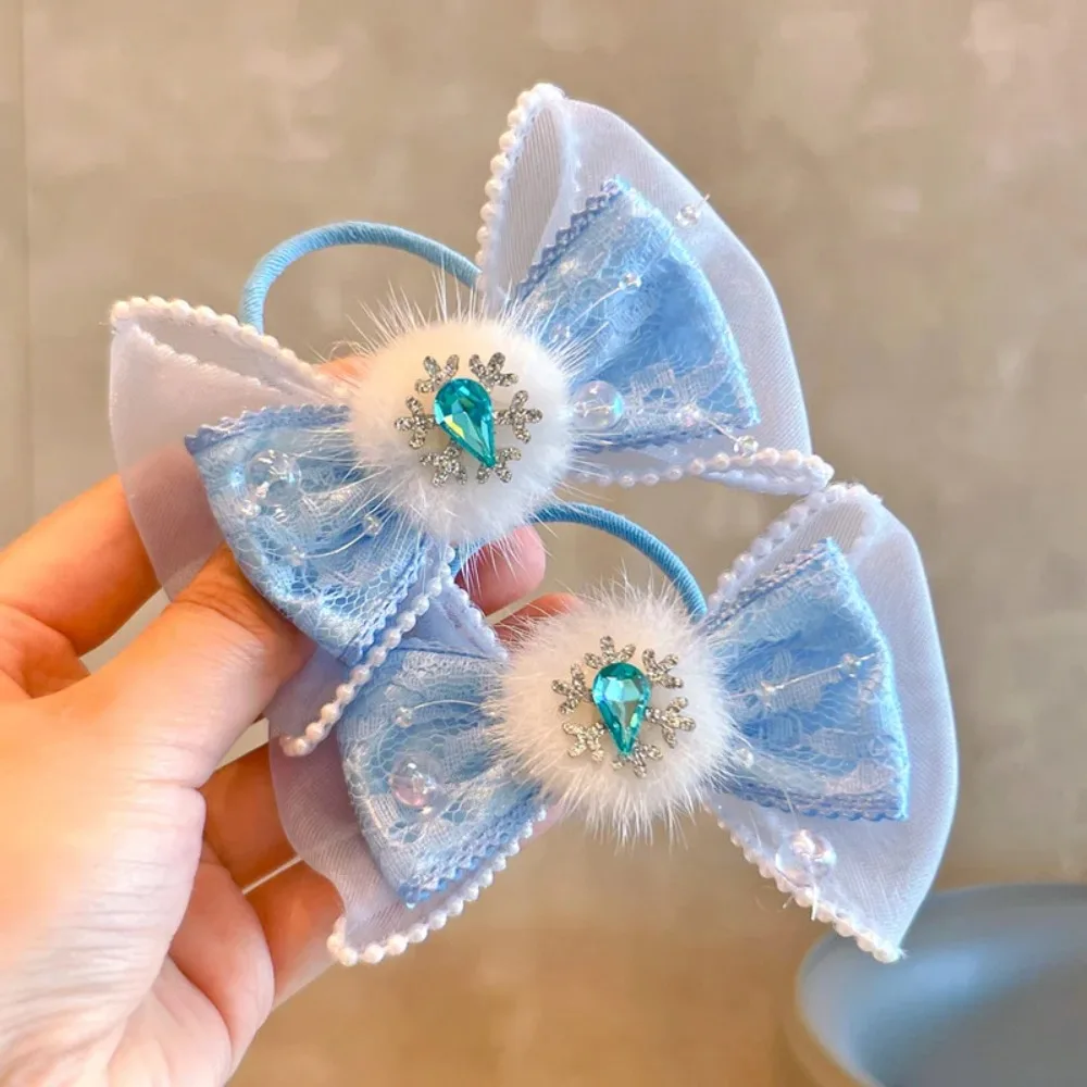 Horquillas con pompón de princesa, pinzas para el pelo con lazos azules grandes para niños, cinta larga, Clip de pico de pato, horquillas escolares para niñas, regalo - imagen 4