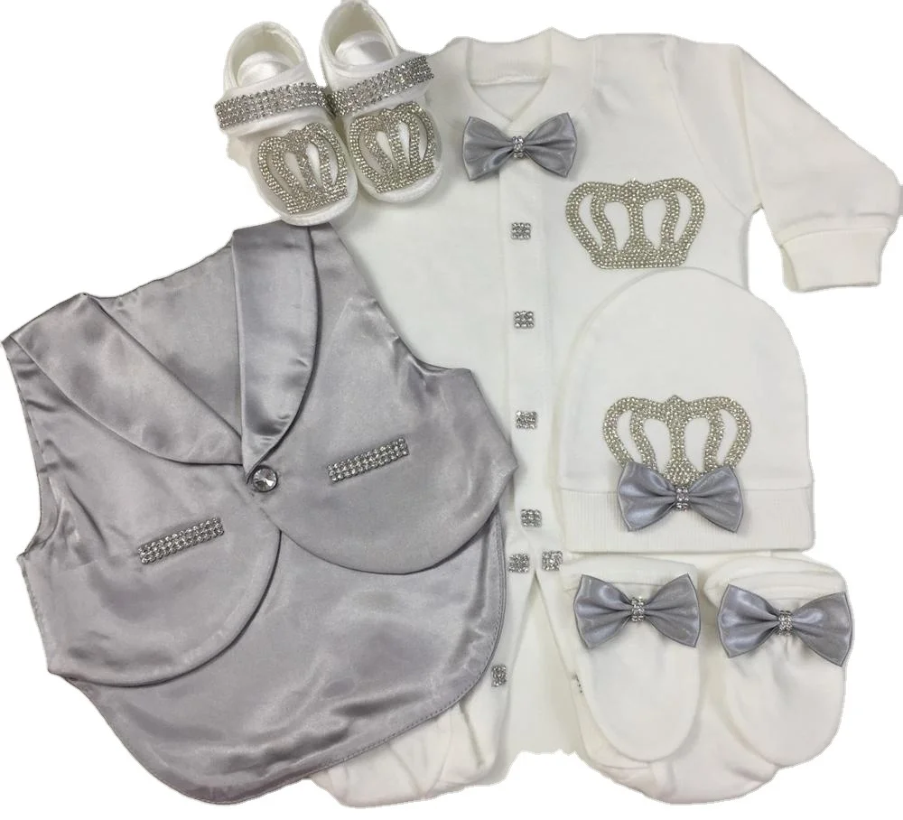 Conjunto de 5 piezas de esmoquin para bebé Dollbling, pajarita para niños pequeños, chalecos elegantes y Blazers formales, conjunto de capa para caballero que viene a casa - imagen 5