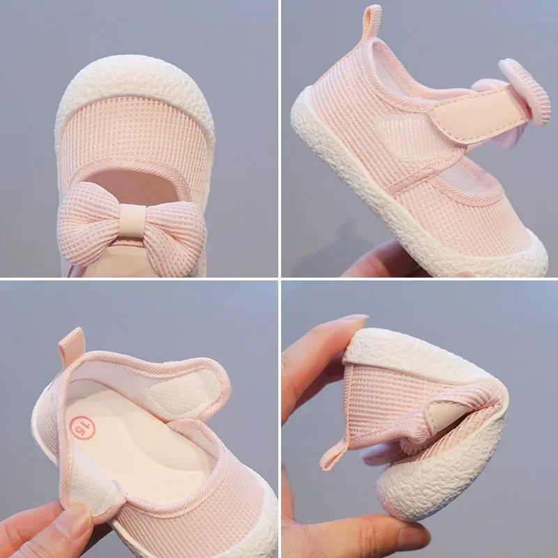 Zapatos para niños, zapatos para caminar para niñas con lazo de malla transpirable y antideslizante, zapatos de princesa con suelas blandas antideslizantes - imagen 3