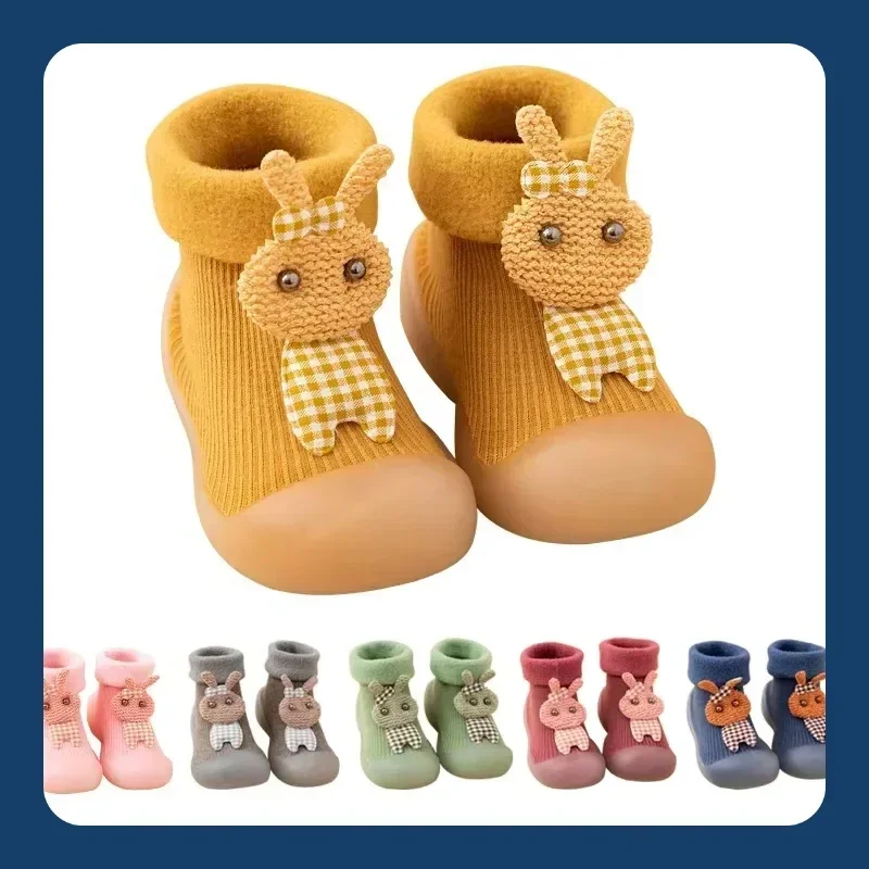Zapatos para niños pequeños, gruesos y cálidos, zapatos de interior para bebés, bonitos dibujos de algodón para niños, uso doméstico cómodo y transpirable - imagen 2