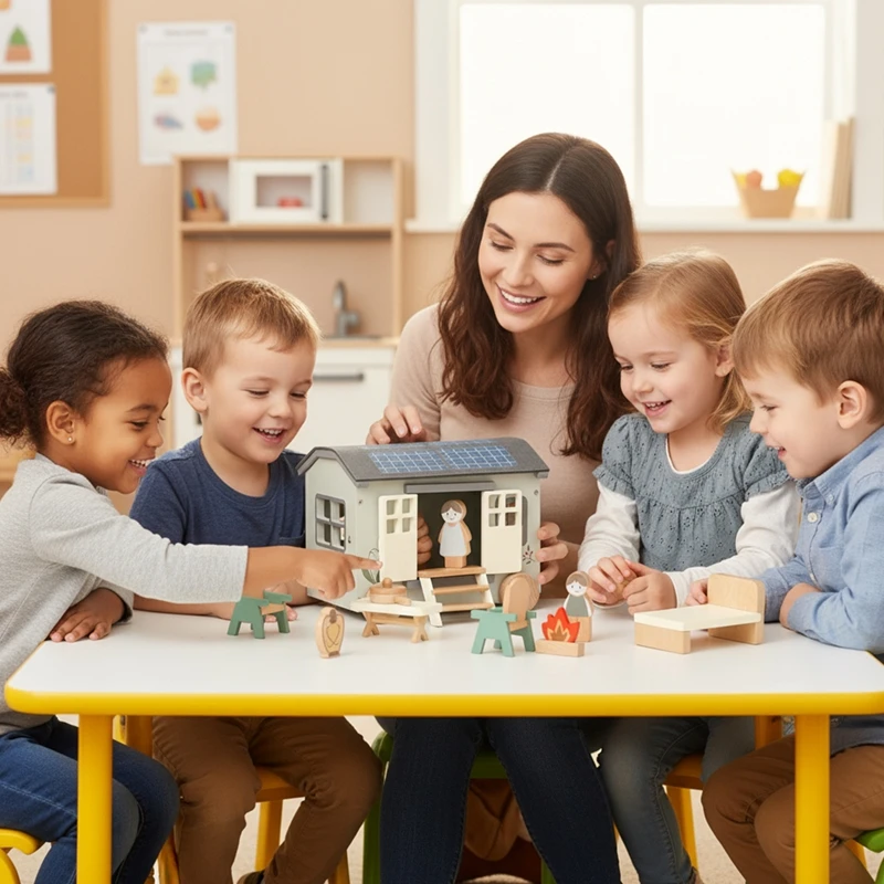 Los juguetes para acampar RV son juguetes Montessori para niños en escenarios para acampar, principalmente hechos de materiales plásticos respetuosos con el medio ambiente