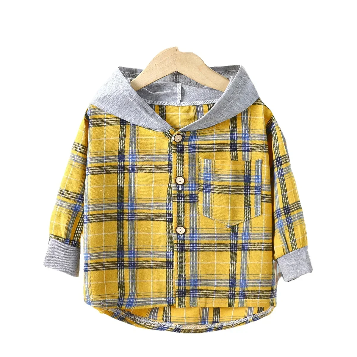 Camisa de cuadros con capucha para bebé – Algodón manga larga - imagen 5