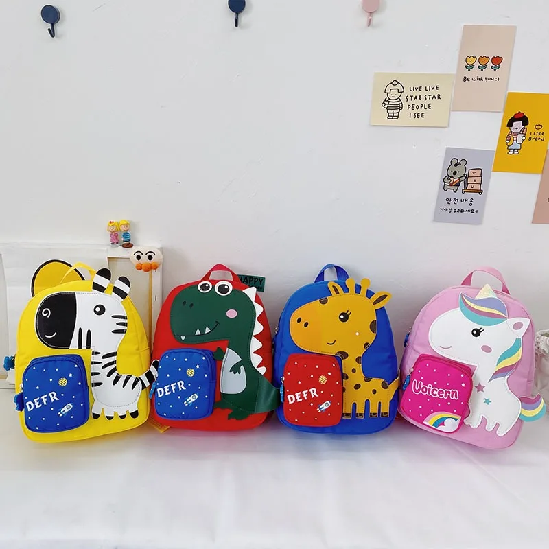 Mochila escolar para niños y niñas, mochila para libros, bonito dinosaurio, unicornio, cebra, ciervo, viaje para bebé, dibujos animados - imagen 2