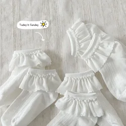 Calcetín de algodón blanco para niña – Diseño princesa con volante