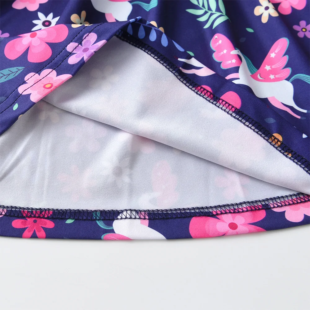DXTON Vestido de algodón para niña con flores y unicornio – Verano - imagen 5