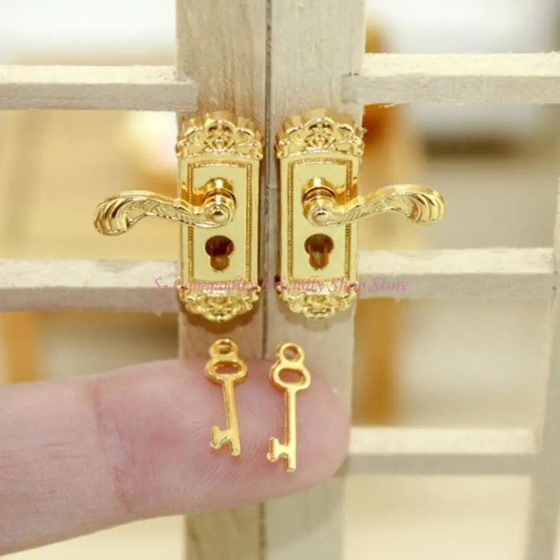 85AE Juego llaves y cerradura puerta para casas muñecas en miniatura a escala 1/12, accesorios decoración para casas - imagen 5
