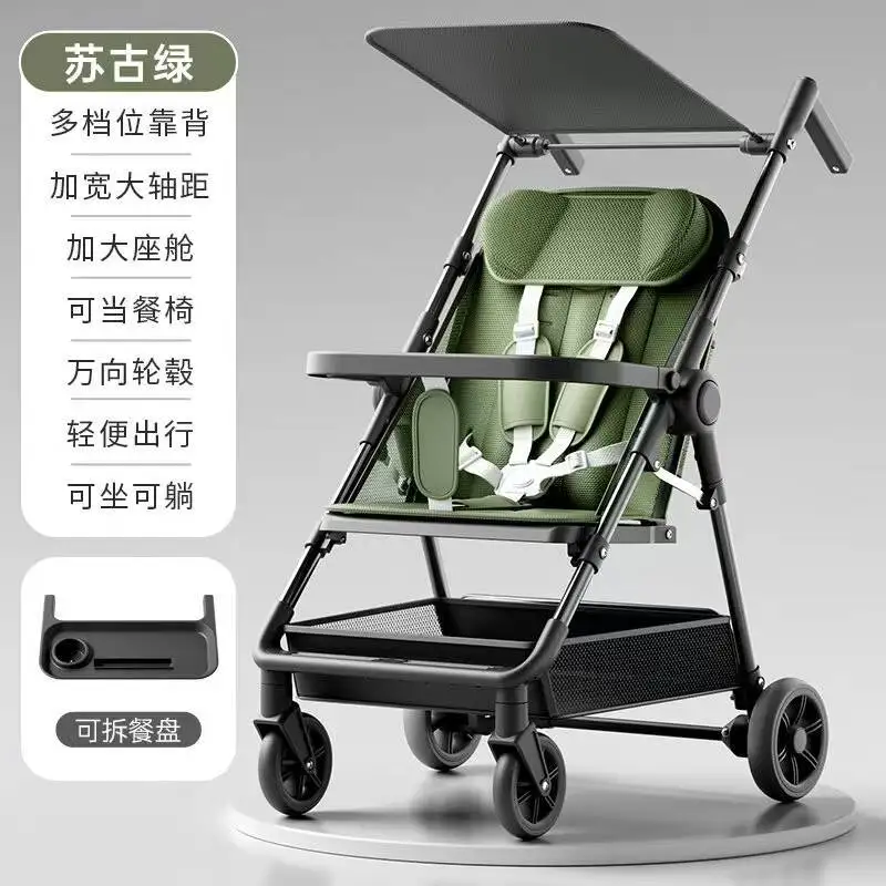 Cochecito plegable ligero para bebé con posiciones ajustables para sentarse y tumbarse: un cochecito infantil portátil para pasear - imagen 4