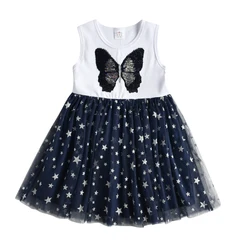 DXTON vestido de princesa sin mangas con tul y lentejuelas mariposa