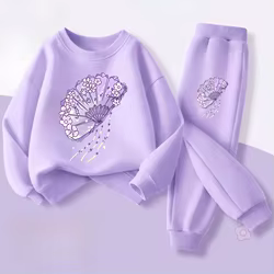 Jersey deportivo con estampado de primavera para niña, pantalones largos de manga larga, conjunto de dos piezas, conjunto de ropa para niño, chándal informal para niño