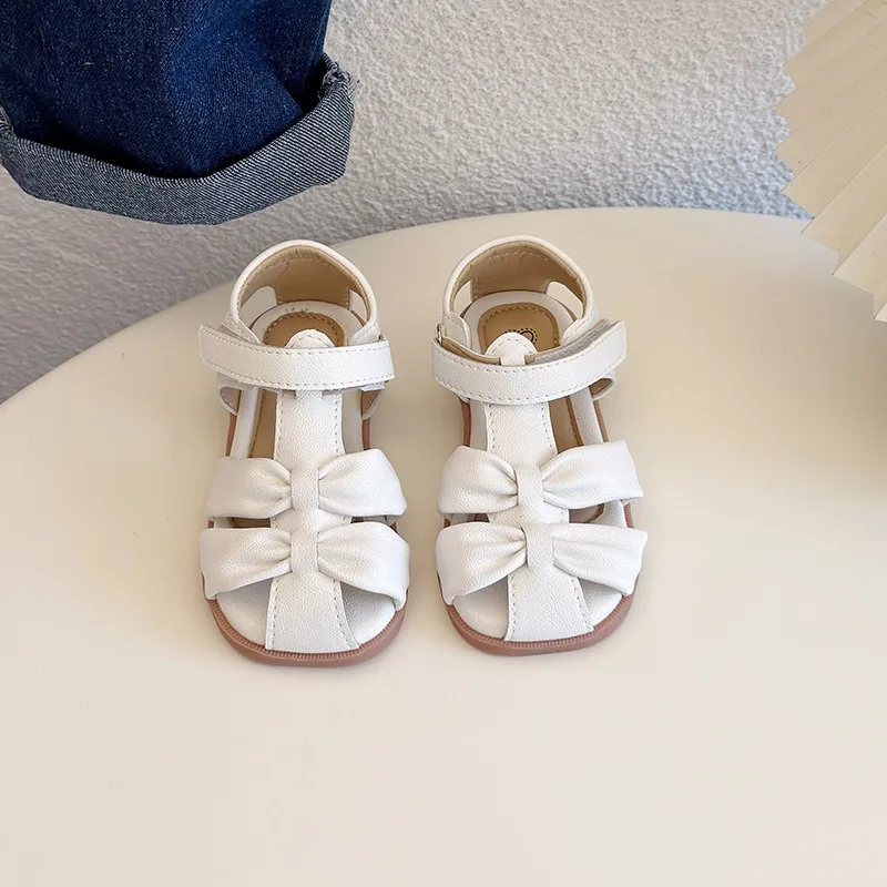 Sandalias infantiles antideslizantes con lazo y suela flexible para niña - imagen 2