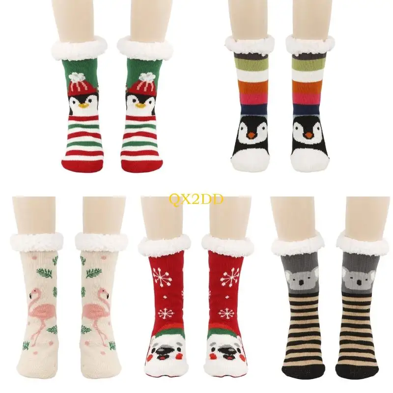 QX2D Calcetines Embarazo Dibujos Animados Acogedores Calcetines Sin Costuras Calor Grueso para Pies Sensibles - imagen 4