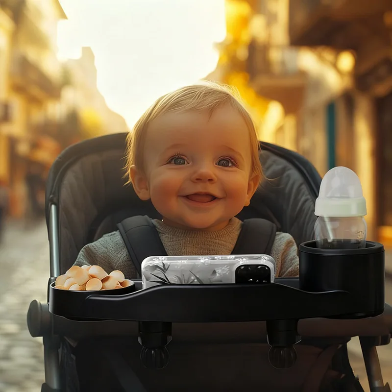 Bandeja universal multifuncional para cochecito de bebé con portavasos: imprescindible para padres fuera y aproximadamente, fácil alimentación en adelante - imagen 3