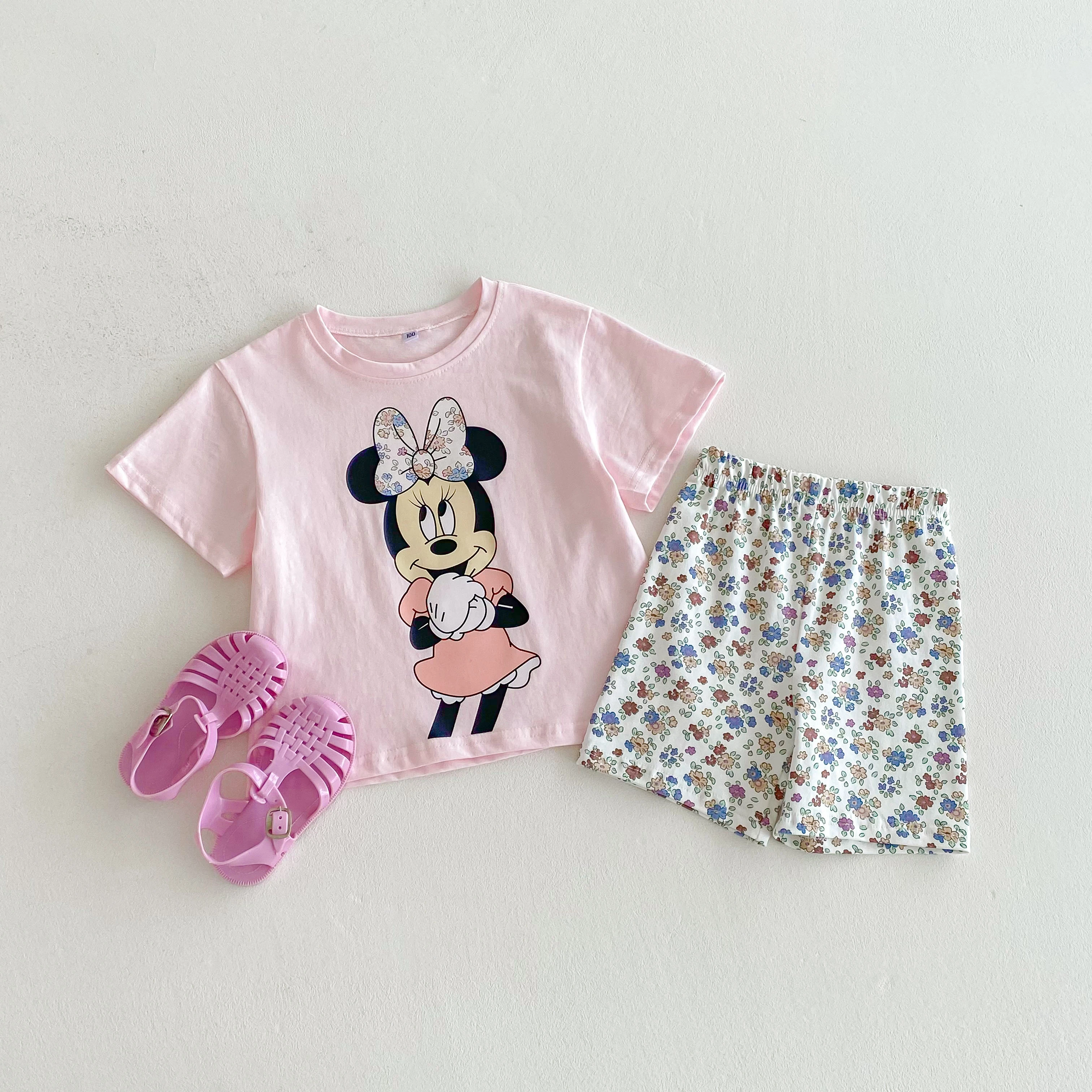Minnie T-shirt + Shorts Two Piece Set Summer Girls Clothes Fashion Cartoon Cute Short Sleeve Suit Children's Clothing Outfits - imagen 3