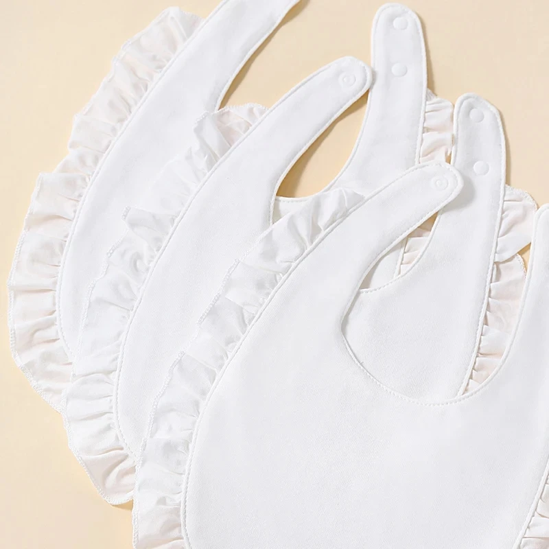 Toalla de Saliva para niñas, 100% algodón, suave, cómoda, encaje blanco, simplicidad, 0-2 años, 3 uds. - imagen 4