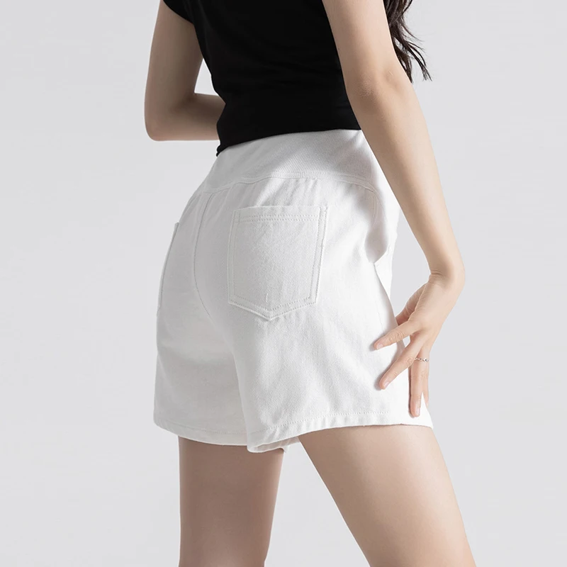 Pantalones cortos vaqueros de maternidad de talla grande para mujeres embarazadas, pantalones cortos vaqueros de verano, pantalones abdominales finos, sueltos e informales con soporte de pierna ancha - imagen 3