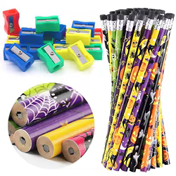 36 Uds. Lápiz HB estilo Halloween con sacapuntas manuales de plástico de Color aleatorio papelería de Halloween recompensas bonitas recuerdo de fiesta ZYF