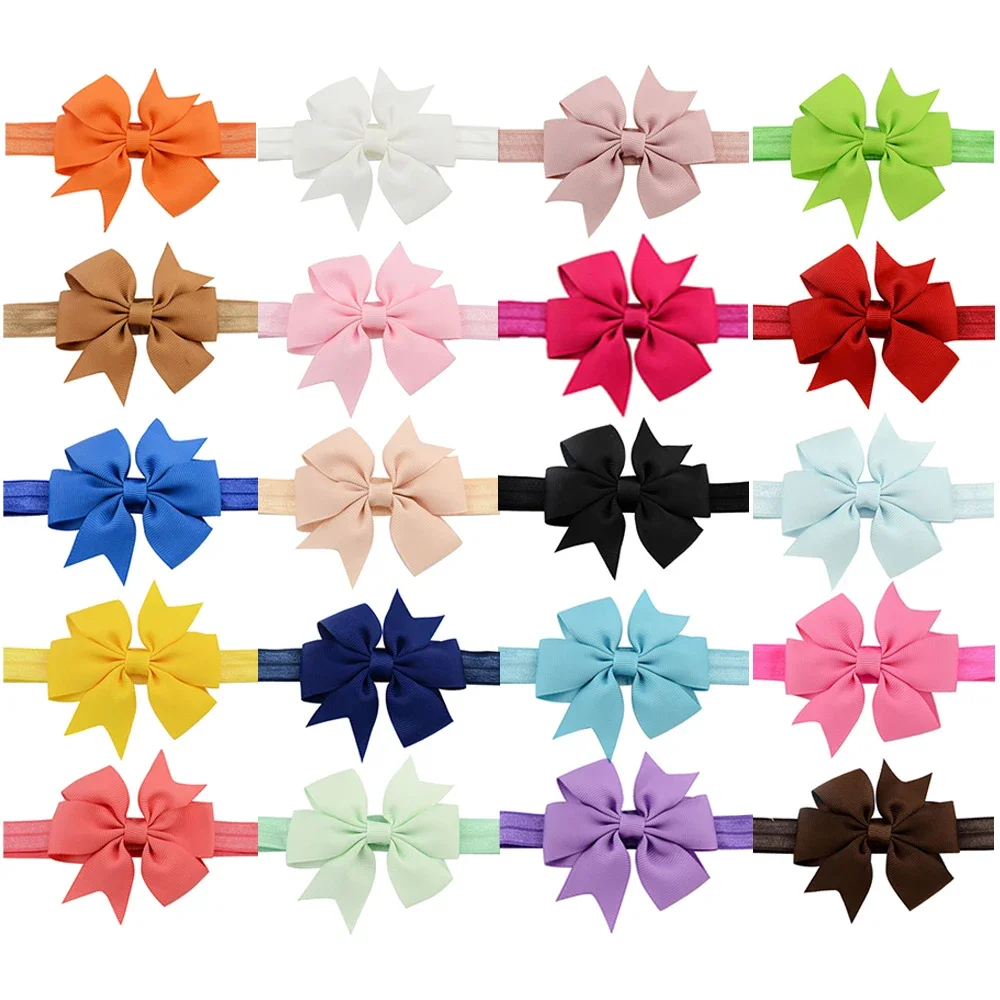 1 pieza de diademas elásticas clásicas para niñas, banda para el pelo con lazo hecha a mano, turbante, accesorios para el cabello para recién nacidos - imagen 2