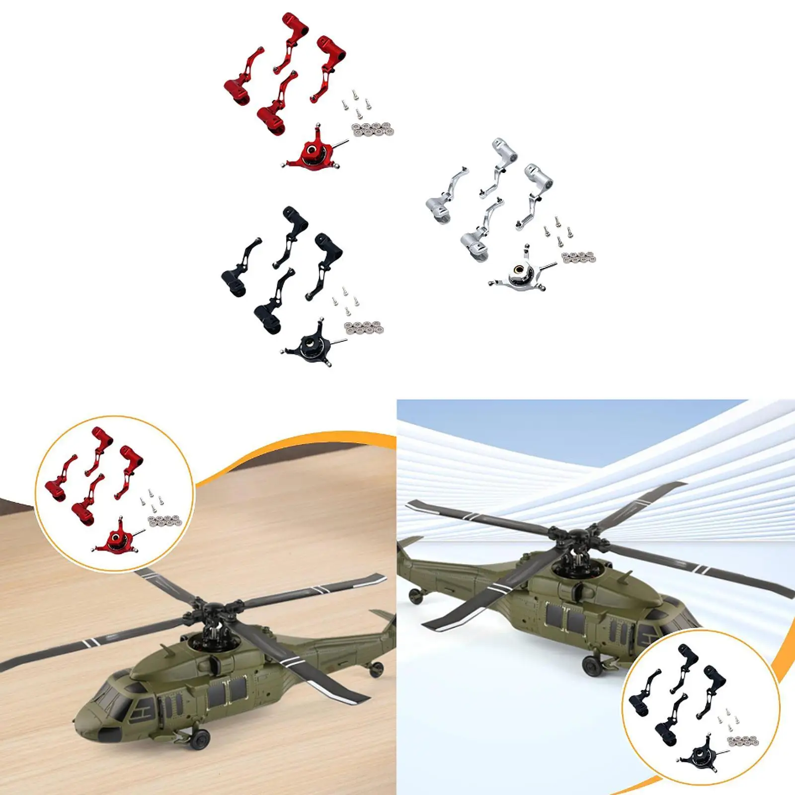 RC Helicopter Swashplate Set Spare Part Aluminum Replacement Sturdy DIY Repairing Leaf Clip RC Aircraft Accessories for K124