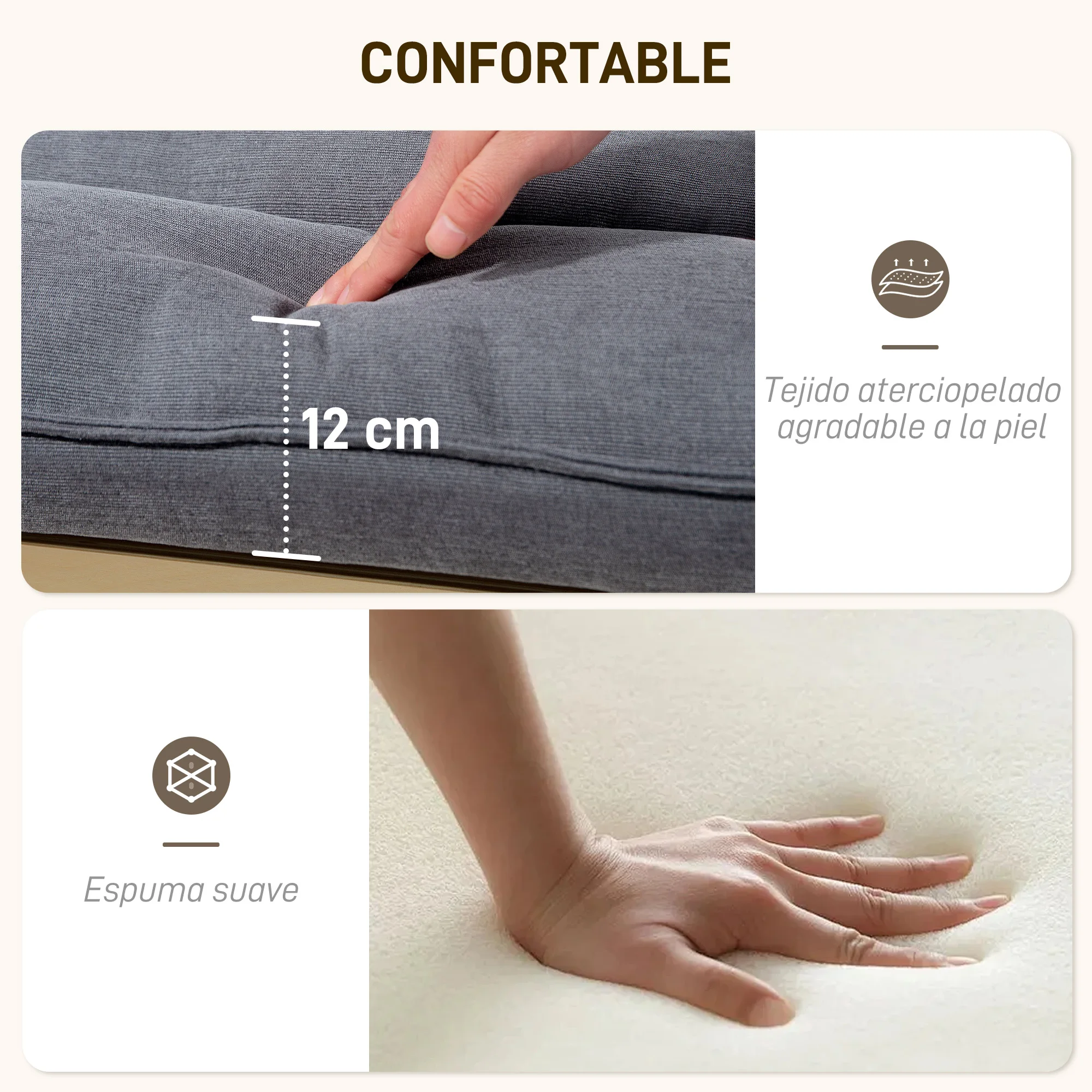 HOMCOM Sillón de Salón Moderno Butaca de Salón con Respaldo Alto Reposabrazos y Patas de Madera Tapizado en Terciopelo Butaca para Dormitorio Sala de Estar Gris - imagen 3