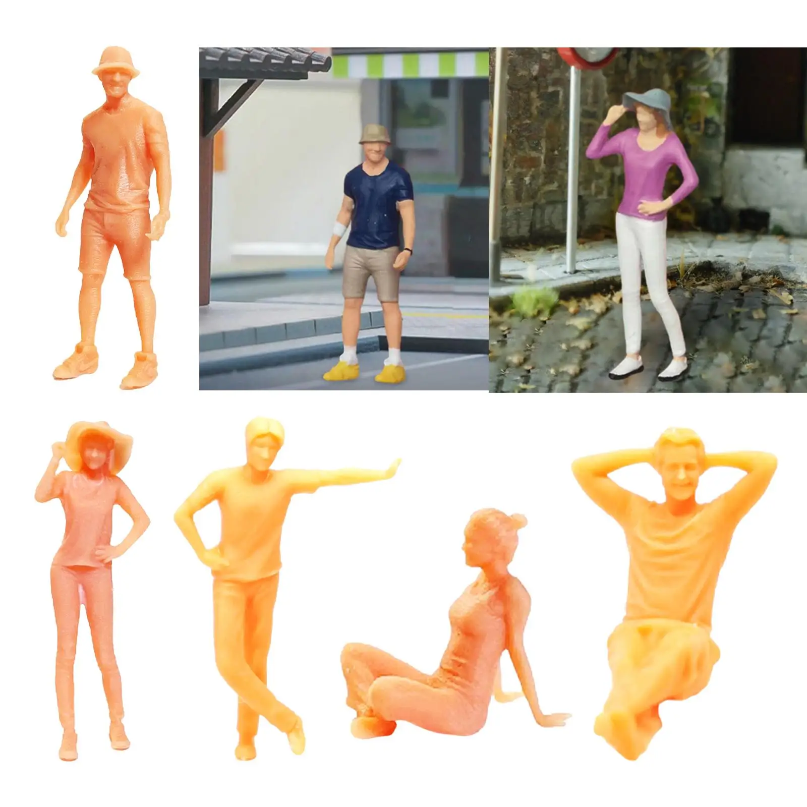 1/64 Scale Model People DIY Scenery Realistic Unpainted Figures for Fairy Garden