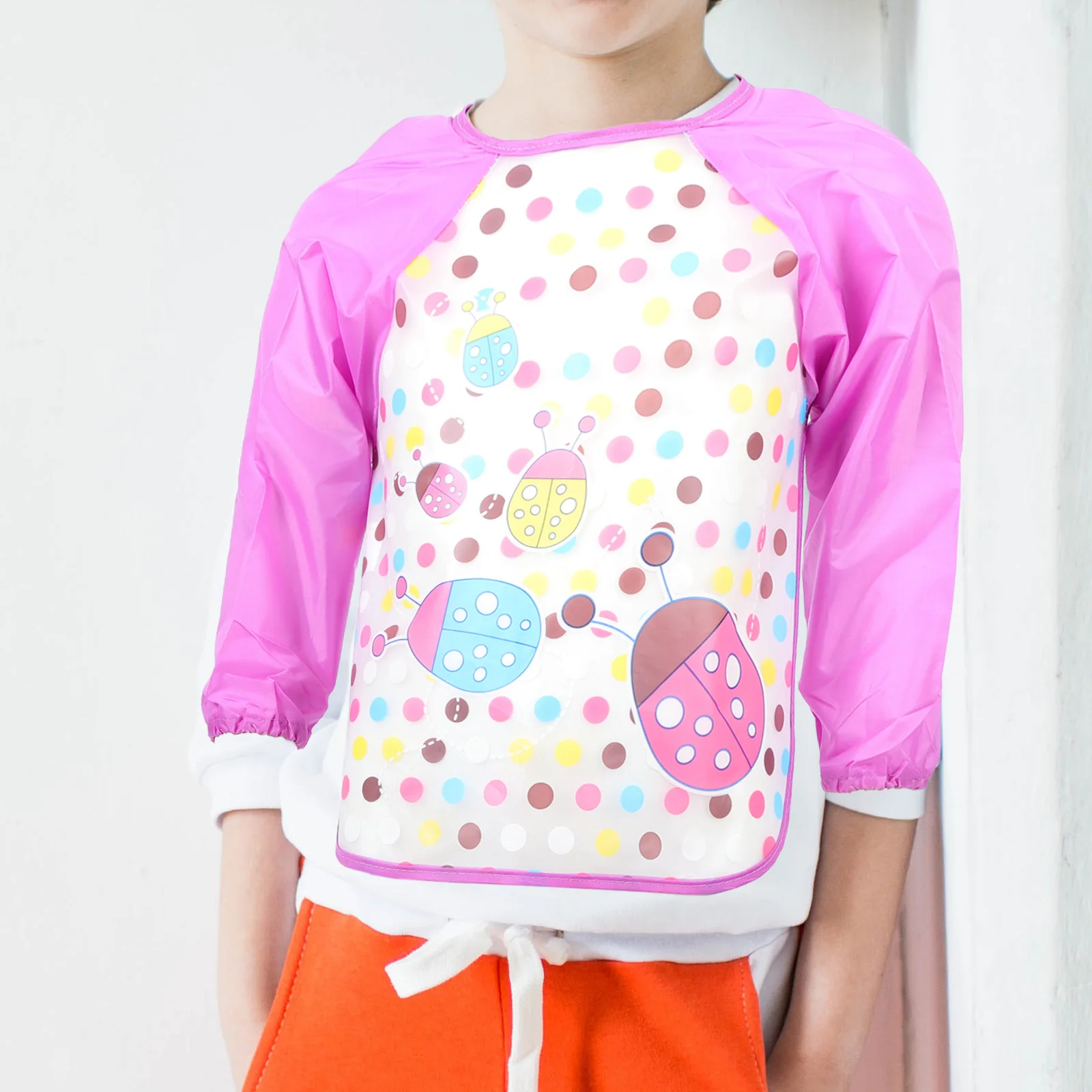 Delantal impermeable para niños para pintar manualidades bata de poliéster ajustable mantiene la ropa limpia actividad artística para niños babero portátil