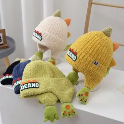 Gorro de lana con dinosaurio para bebé – Abrigado para otoño e invierno