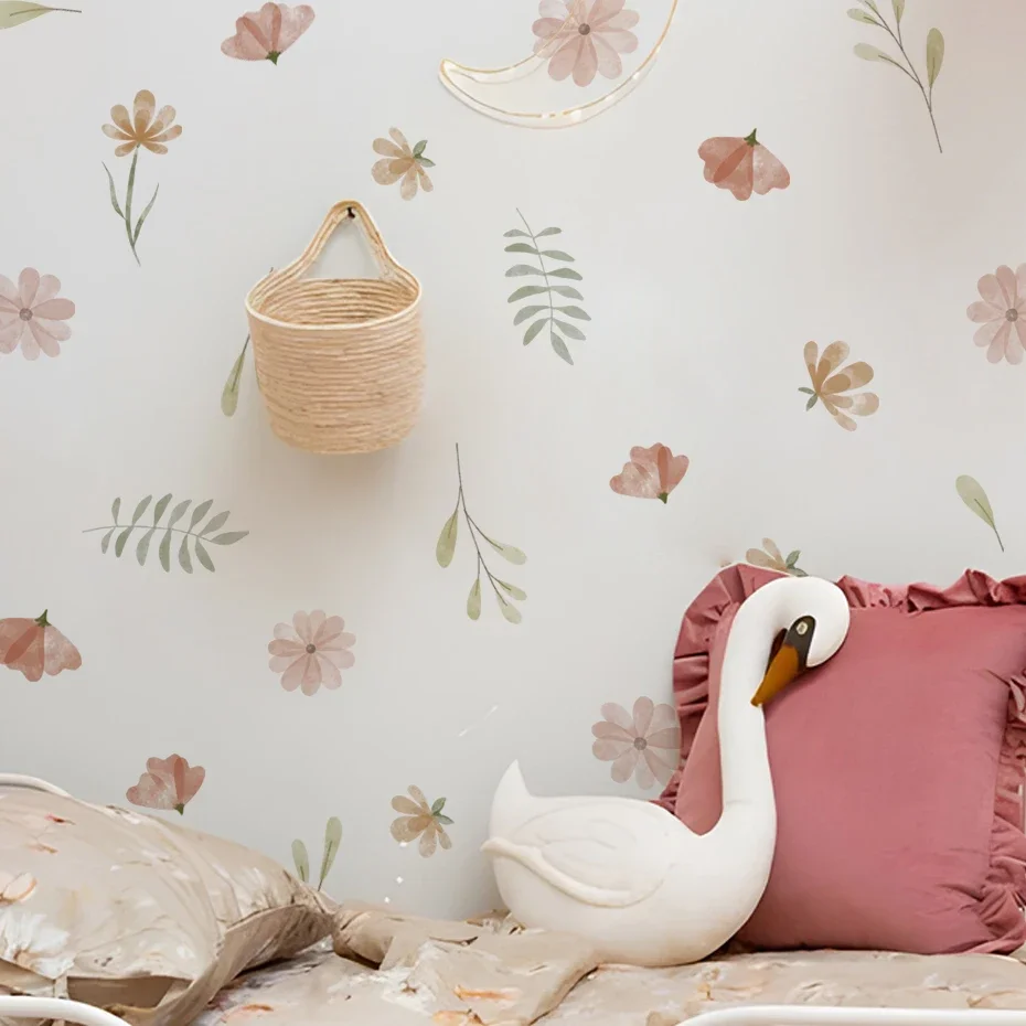 Pegatinas de pared estilo bohemio flores hojas acuarela - imagen 2