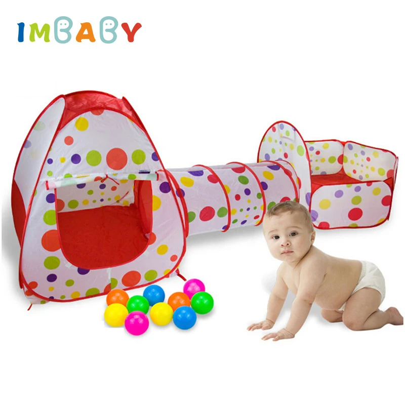 IMBABY 3 en 1 parque infantil para niños, tienda Tipi plegable, túnel para gatear, valla de piscina de bolas oceánicas para bebés, parque infantil para bebés - imagen 4