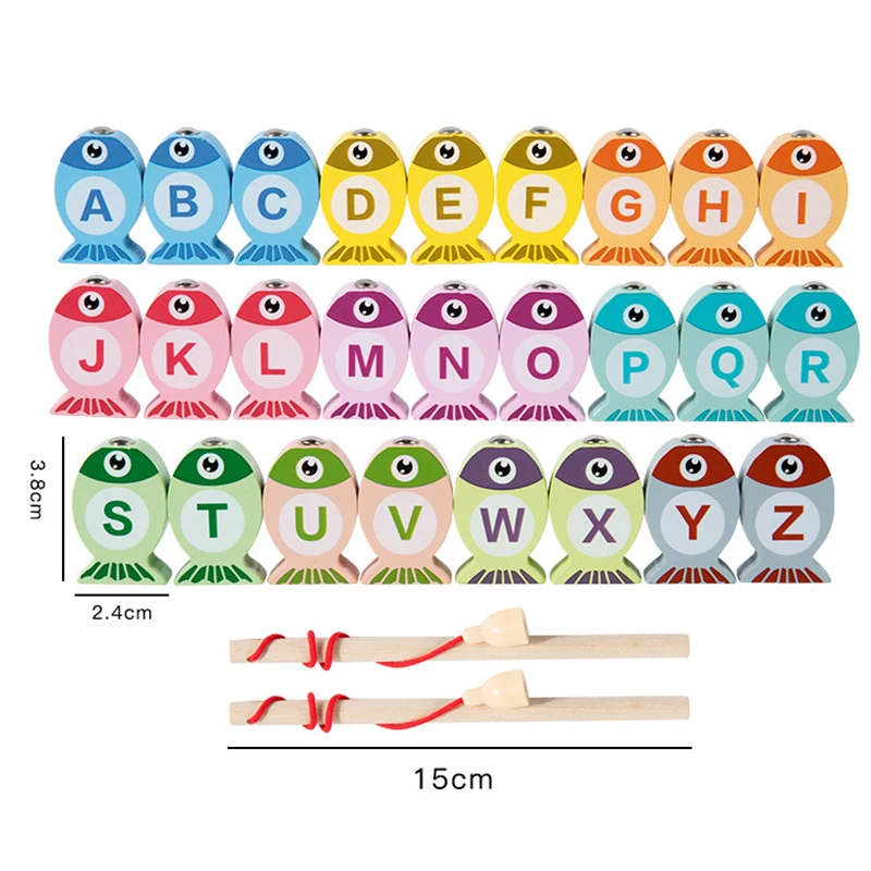 Juego de pesca de madera para niños, regalos de juguete, educación temprana, alfabeto, juguetes cognitivos numéricos, juegos interactivos para niños, juguetes para regalos - imagen 5