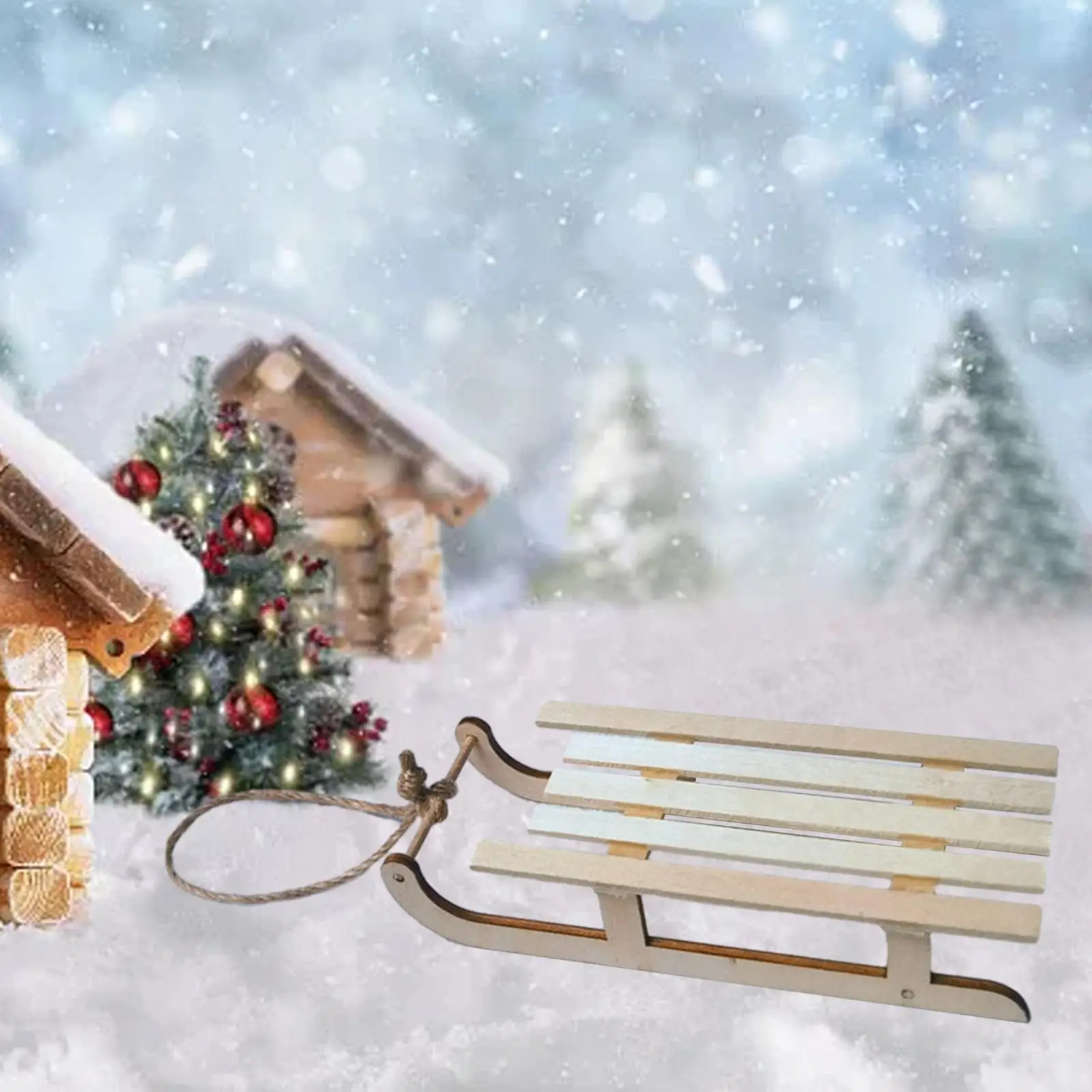 Modelo de escena de nieve de casa de muñecas 1:12, artesanía de trineo de madera, miniaturas DIY, juguete decorativo para exteriores, accesorios de adorno de Micro paisaje - imagen 3