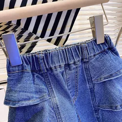 MILANCEL Pantalones cortos vaqueros para niños con volantes ligeros